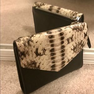 MK White Snakeskin Tri-Fold Wallet